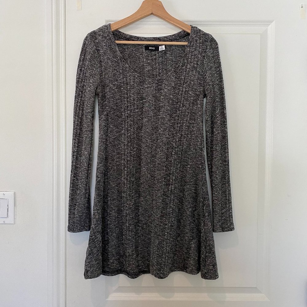 Ribbed Light Grey Sweater Dress